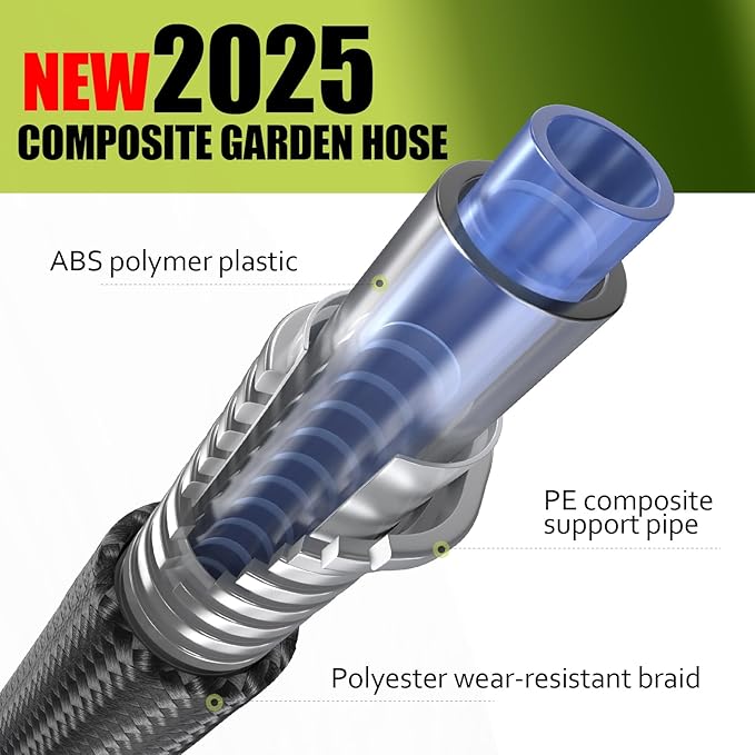 Relxitl Garden Hose, Flexible Water Hose, Ultra Lightweight Non-Expanding hose with 10 Function Sprayer, Leak proof, Pressure Resistant for Yard, Outdoor (Green, 75FT)