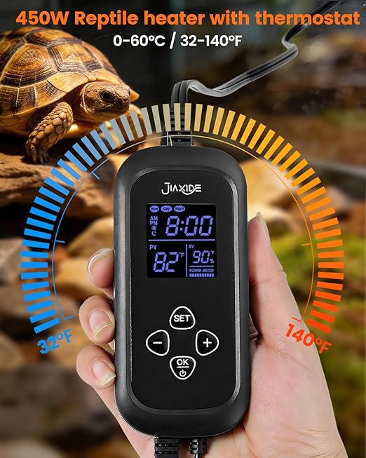 450W Reptile Thermostat Controller - PID Dimming Thermostat Control with Day/Night Timer for Reptile Heat Lamps, Mats, Terrariums, Seedlings & Brewing
