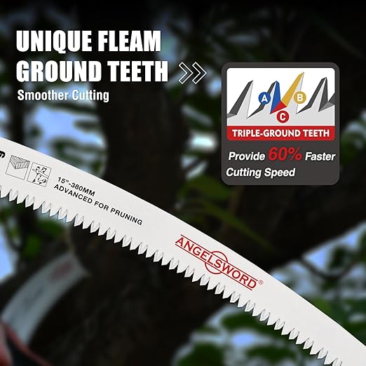 ANGELSWORD 15 Inch Arc Edge Reciprocating Saw Blade, 6TPI Wood Pruning Saw Blades for Tree Trimming, Wood Cutting, 3 Pack