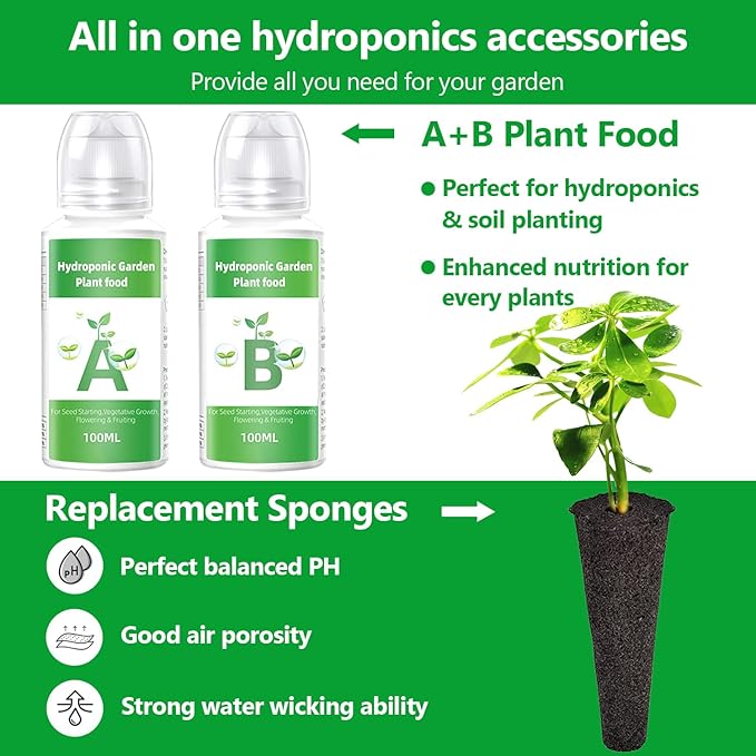 100 Pack Grow Sponges, Seed Pods Replacement Root Growth Sponges for Hydroponics, Seed Starter Pods Hydroponic Sponges Compatible with Aero Garden