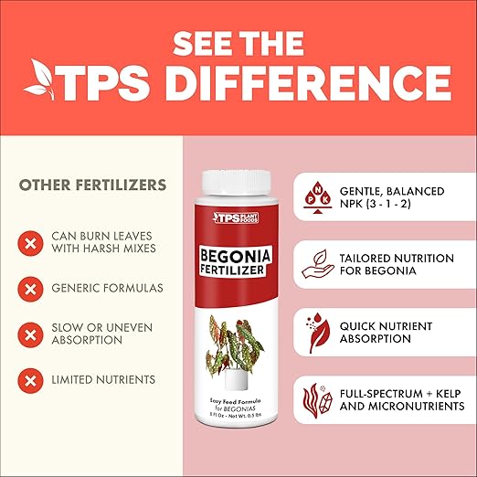 Begonia Fertilizer- Liquid Plant Food for All Begonias, Promotes Healthy Growth & Vibrant Foliage, 8 oz