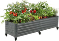 Vego garden Classic Rolling Garden Bed – 1.75' Mobile Metal Raised Garden Bed for Patio, Deck, Balcony – Deep Planting Space, Durable & Easy to Move (Modern Gray, 1.75'X6')