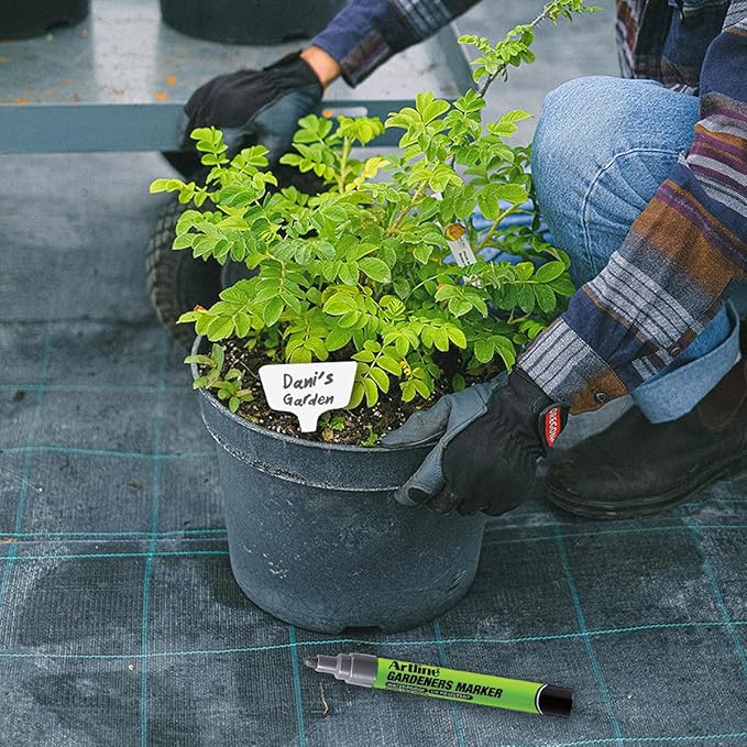 Artline Gardeners Markers | Professional Series | For Use On Plants, Labels, and More | UV Resistant | Waterproof | EKPR-GDM | 2.3mm Bullet Tip | Pack of 12 | Silver