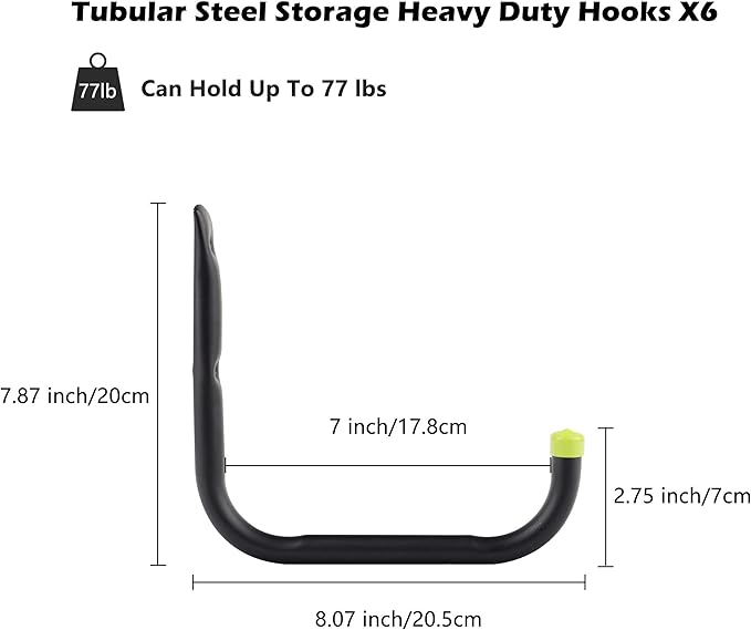 Garage Organization Hooks Heavy Duty Garage Storage Utility Wall Hooks Garden Tool Wall Hanger for Ladder Bike Shelf Hose Power Tool 6 Pack