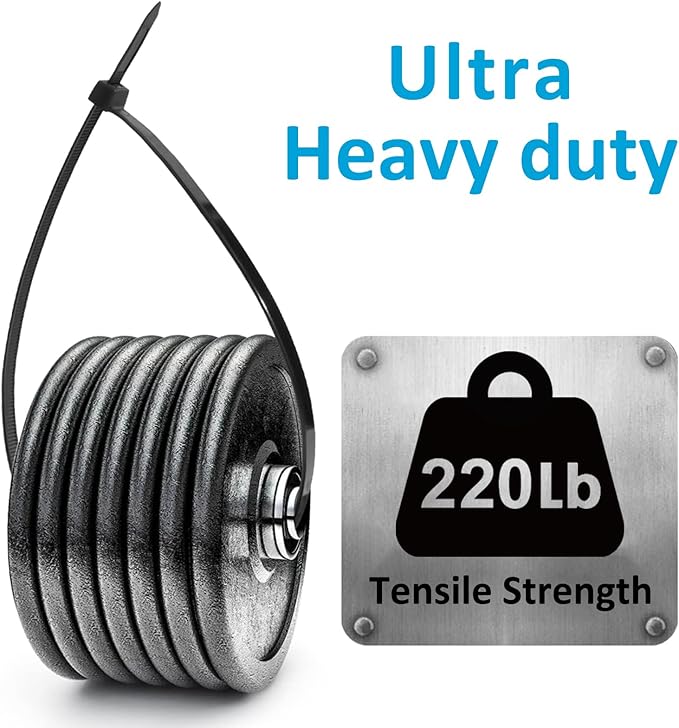 Large Zip Ties 18 inch (250 Pack), Long Zip Ties Heavy Duty with 220 lb Tensile Strength, Big Cable Ties, Black, by ANOSON