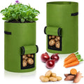 2 Pack 30 Gallon Potato Grow Bags with Harvest Window, Durable Garden Planter Bags with Handles for Potatoes, Tomatoes, and Vegetables - Indoor & Outdoor Gardening Supplies (Green)