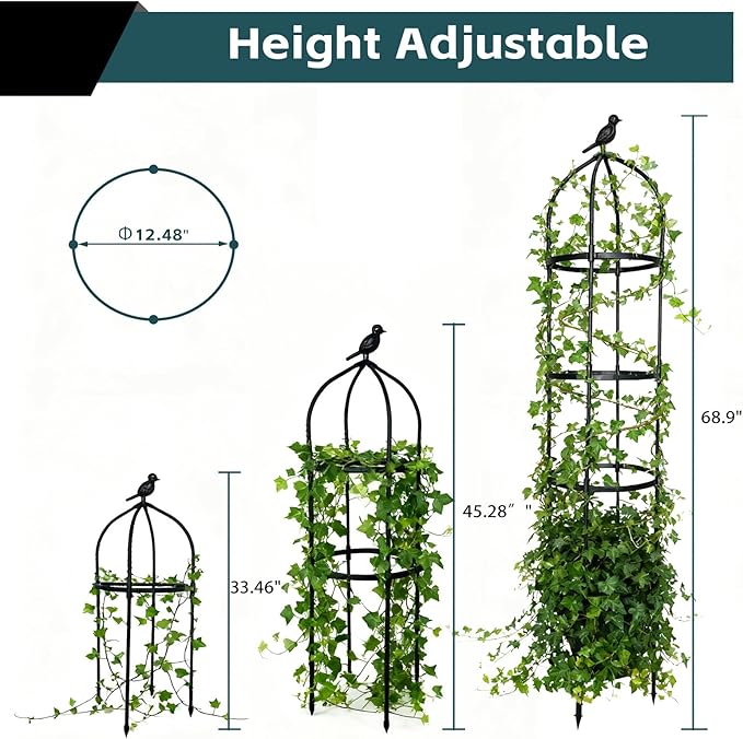 2 Pack Garden Obelisk Trellis for Climbing Plants Outdoor, Plant Trellis Garden Tower Trellis for Potted Plant Climbing, Flowers Vegetable Cucumber Trellis