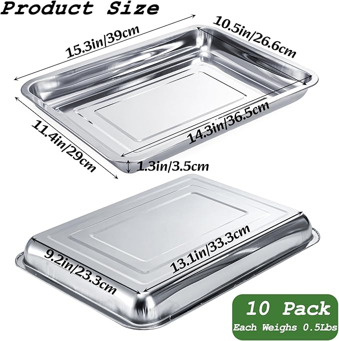 Youeon 10 Pack Seed Starter Tray 15.3x11.4x1.3 Inch, Stainless Steel Seed Sprouting Trays Germination Trays for Beans, Wheat Grass, Herbs, Broccoli & More, Plant Trays for Indoor Outdoor
