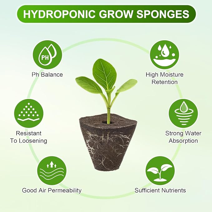 M METERXITY 20-Pack Grow Sponges, 1.3x0.6x1.2 Inch Replacement Root Growth Sponges Seed Pods for Plant Rooting/Seed Germination/Hydroponic Gardens System Supplies, Starter Plug for Seeds