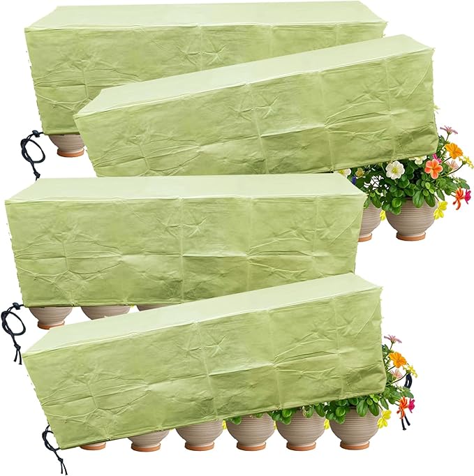 EJW Planter Cover, Plant Covers Freeze Protection,4 Pack 59"*17.7"x15.7" Planter Covers for Winter, Frost Cloths for Outdoor Plants, Raised Bed Covers for Winter.