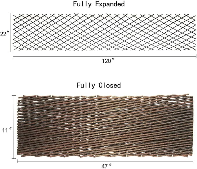 Nature Willow Trellis Expandable Plant Support Plant Climbing Lattices Trellis Willow Expandable Trellis Fence for Climbing Plants Support 36x92 Inch,Double Panel (4, Willow Wicker Fence)