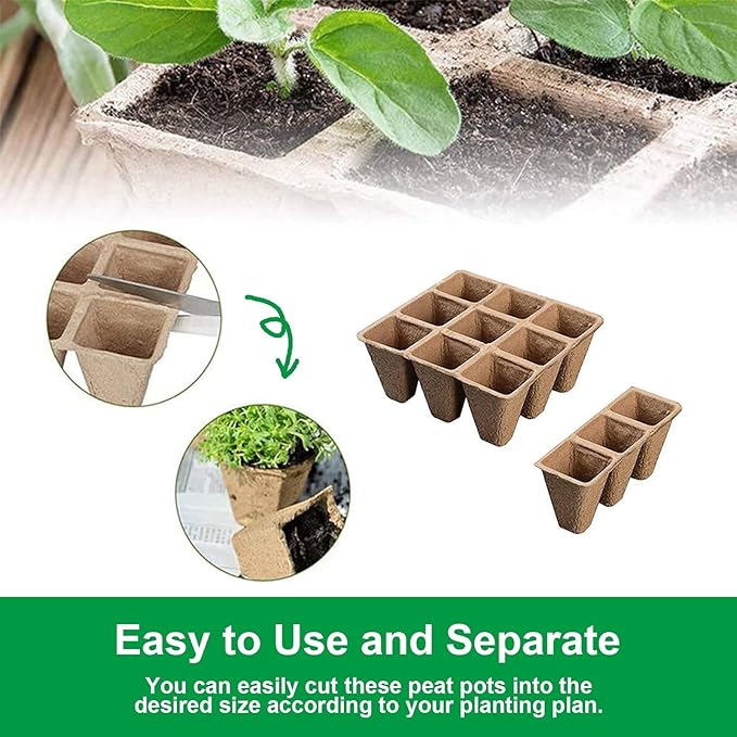 Seedling Starter Trays,Biodegradable Seed Starter Trays for Seedlings,Eco-Friendly Peat Pots(60 Cells - 5 Pack)