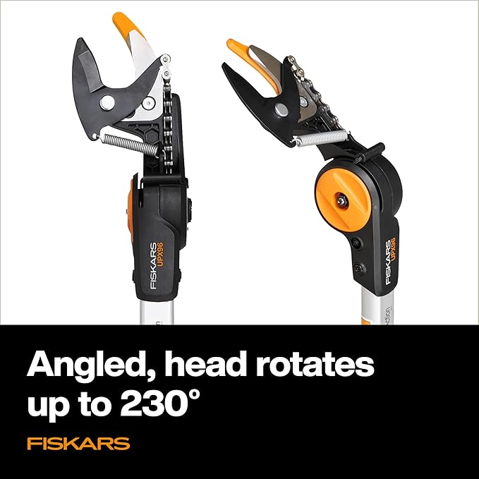 Fiskars DualAction Tree Pruner – Telescoping Tree Pruner with Dual Cutting Modes, Extendable 13 ft Reach, 32 mm (1.25") Cutting Capacity