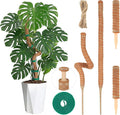 Moss Pole Monstera Plant Support, All Growth Stages, Two 28'' Bendable Poles & Two 12'' Stackable Coir Poles, 7mm Aluminum Core Houseplant Support Stakes, Indoor Trellis Accessories for Monstera