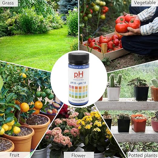 Soil Test Strips, 100 Tests PH Strips for Testing Soil, 0-14 PH Soil Tester Kit for Plants Potting Soil, Horticulture, Farm, Lawn Care