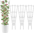 4 Pack 32'' Black Metal Plant Trellis Indoor/Outdoor, Fan Shape, Stainless Steel, Modern Style, Easy Assembly
