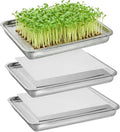 Stainless Steel Sprouting Trays -3pack, Seed Sprouter Growing Tray Microgreens Growing Kit, Plant Germination Tray with Filter Pad Mesh Mat ,Bean Sprout Grower for Beans Broccoli Alfalfa Wheat Grass