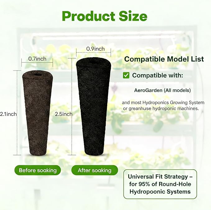 52 Pack Hydroponic Seed Starter Refill Kit - Compatible with Aerogarden & Most Indoor Growing Systems - Includes Grow Sponges,Pod Labels,A&B Plant Food Nutrients (24 Sponges&Labels + A&B Nutrients)