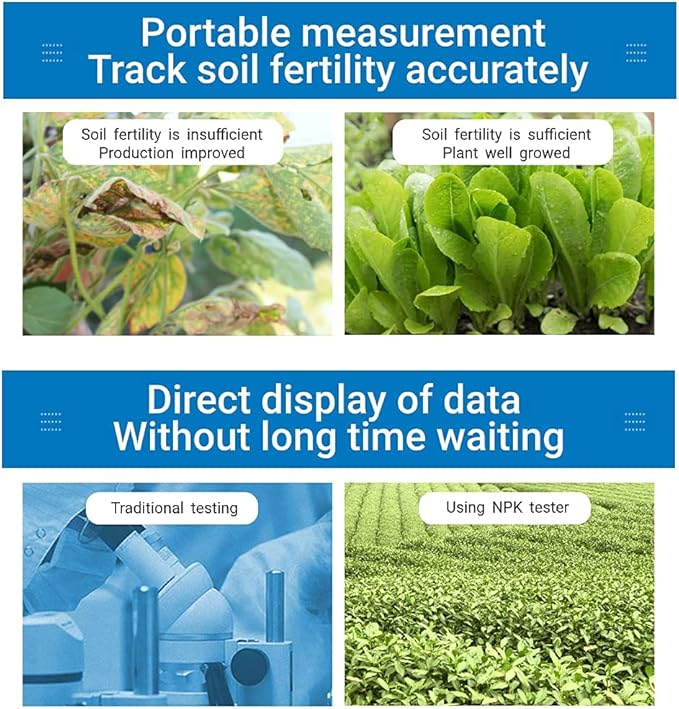 Zerodis Soil Tester, NPK Meter Sensor Digital Soil Test Kit with Carry Box Intelligent Nutrient Fertilizer Detector for Garden Lawn Farm