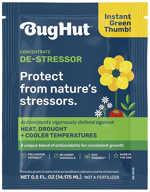 BugHut De-Stressor Plant Food - Natural Antioxidant for Healthy Growth and Protection - Liquid Antioxidant for Indoor and Outdoor Plants, Flowers, Vegetables - 0.5 oz., Makes 2 gallons