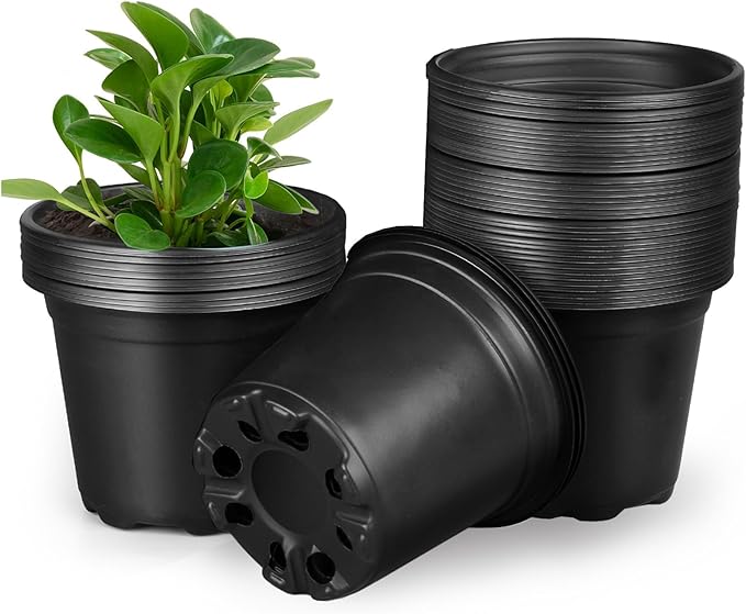 3 Inch Nursery Pots, 50 Packs Plastic Plant Pot with Drainage Hole, Seedling Starter Pots for Succulents (3 Inch)