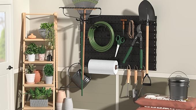 ClosetMaid ProGarage Slatwall Hang Track Kit, 33 in. W with Peg Board Hooks, Hangers, Paper Towel Holder, Garage Organizer System, Black