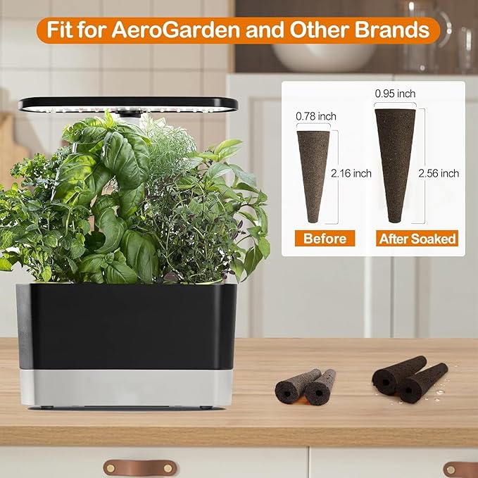 Hydroponic Pods Kit: Compatible with AeroGarden Herb Kits with 100 Grow Sponges; 10 Pods Lable, Highly Breathable - Indoor Garden Kit Supplies for Most Brands