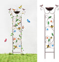 Bird Bath for Outside - Antique Iron Bird Bath with Trellis,Detachable Decorative Hummingbird Bowl,Metal Plant Support for Climbing Flowers,Elegant Outdoor Garden Feature (Honeybee)