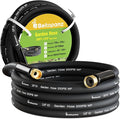 Garden Hose 25 ft x 5/8 in Heavy Duty Water Hose, Flexible and Durable, Lightweight Rubber Hybrid Hose, Leak-Free Connections, Male to Female 3/4'' Brass Fittings for Patio, Lawn, Black