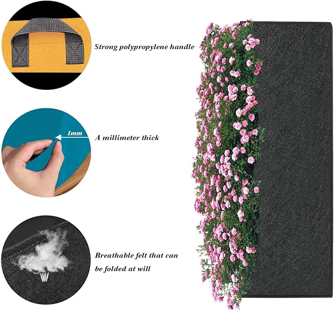 Square Grow Bags, Garden Fabric Planter Container with Handles Bed Flower Vegetables Pots 1MM Thickness Economic Colorful (A-Mixed 6colors,15.75x11.81x7.87 Rectang)