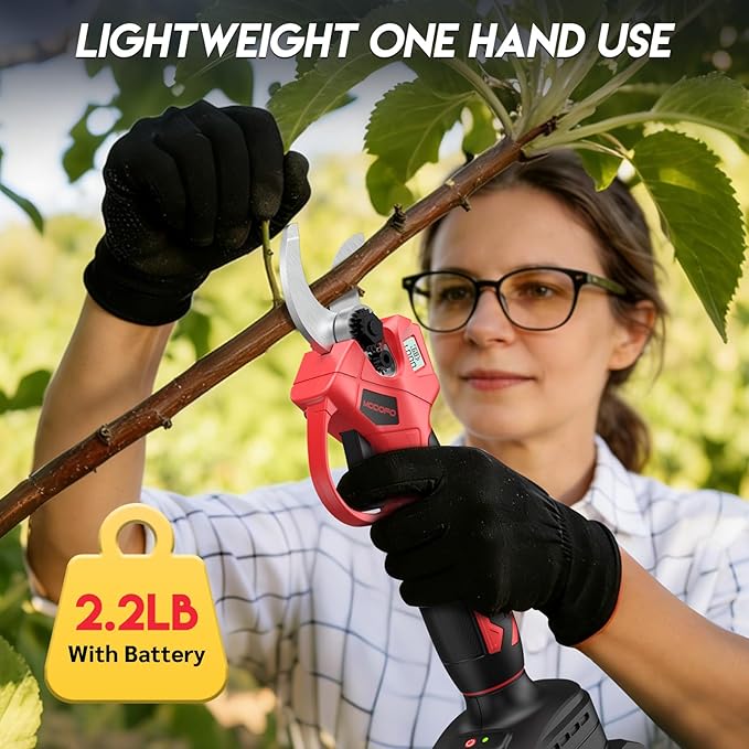 Electric Pruning Shears,1.4" Cutting Diameter Cordless Power Pruner with LCD Display, Brushless Motor Pruning Shears with One 2000mAh Rechargeable Batteries for Garden Tree Pruner Branch