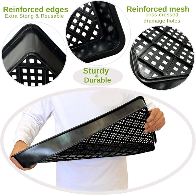 1020 Mesh Tray Soil Blocking Tray 1020 Trays Seedling Starter Trays 10 Pack Black 10x21 Inches for Microgreens Hydroponic