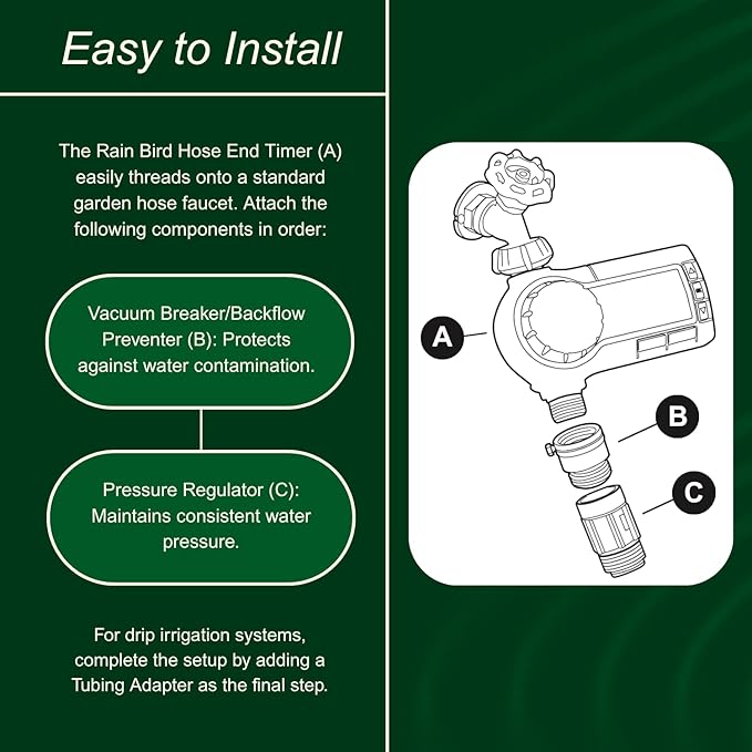 Rain Bird 1ZEHTMRP Premium Professional Grade Electronic Digital Hose End Timer/Controller, One Zone/Station, Battery Operated, Digital with Brass Inlet/Outlet