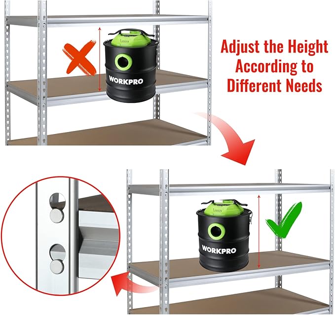 WORKPRO 5-Tier Storage Shelving Unit, 48”W x 24”D x 72”H, Adjustable Storage Rack Heavy Duty Aluminum Alloy Shelf, 2750 lbs Load Capacity (Total), for Garage, Kitchen, Warehouse,10 Pack