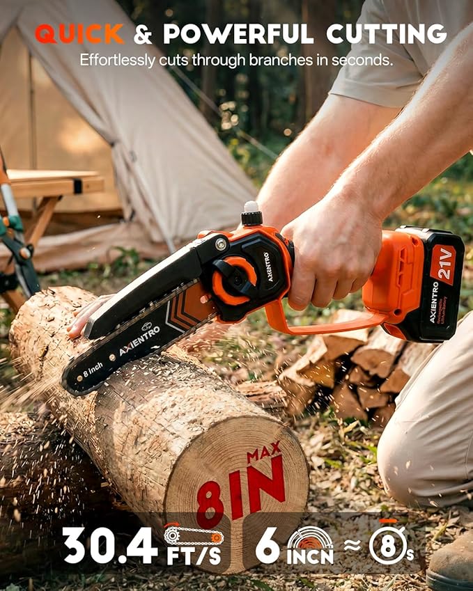 4-in-1 Pole Saw & Pruning Shears, 8-in Brushless Motor Pole Saw for Tree Trimming, Electric Pruners with Extendsion Pole, 2x4000mAh Li Batteries & Charger, 16FT Max Reach