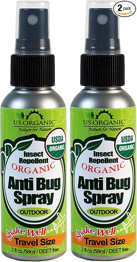 US Organic Mosquito Repellent Anti Bug Outdoor Pump Sprays, USDA Certification, Cruelty Free, Proven Results by Lab Testing, Deet-Free (2 oz - Value 2 Pack)