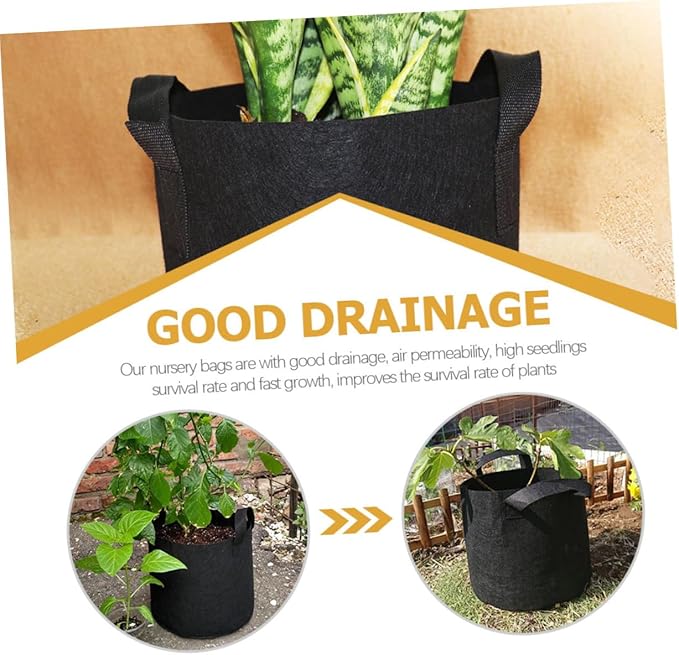Luxshiny 6pcs Nonwoven Felt Plant Growing Bags with Handles, 35x30cm Thickened Garden Nursery Grow Bags for Vegetables Flowers Indoor Outdoor Planting
