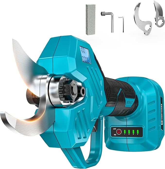Electric Pruning Shears Compatible with Makita 18v Battery, 0.8-2 Inch Max Cutting Diameter Electric Pruner with LCD Display & Imported SK7 Steel Blades for Gardening Tree Pruning(No Battery)