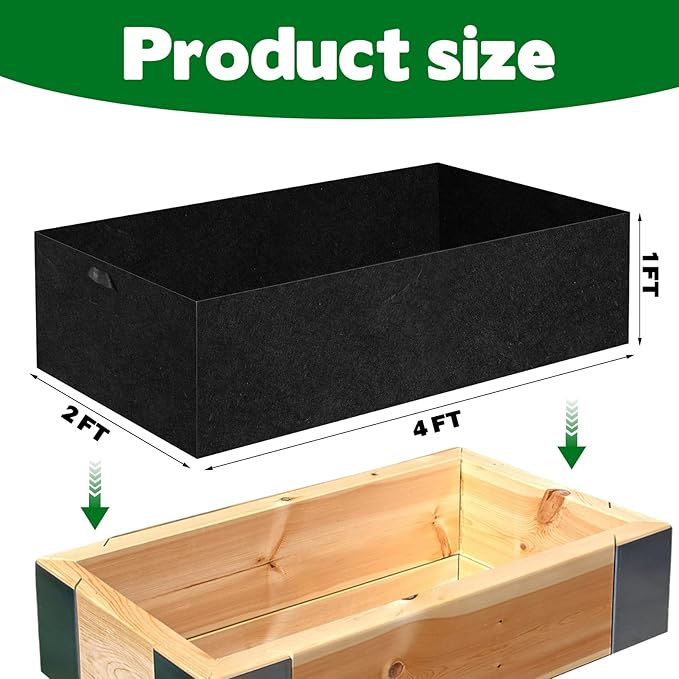 CIEOVO Raised Garden Bed Liner Thick Fabric Raised Garden Bed Breathable Drainage Rectangle Grow Bags with Handles Fabric Garden Bed for Outdoor Raised Garden Beds Holds Soil, 4 x 2 x 1ft