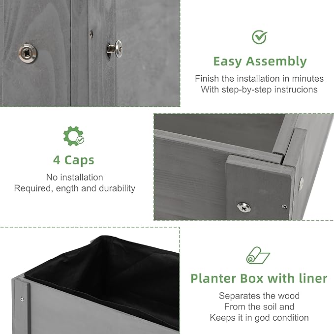 31x16x31 inch Raised Garden Bed with Legs, Elevated Wooden Planter Box for Outdoor Plants Flowers Fruits Vegetable Herb Growing