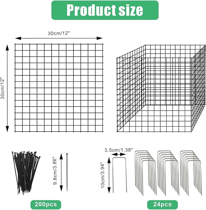 Eunika 8 Pack Round Plant Protector from Animals,24 Pcs 12" x 12" Metal Mesh to Keep Animals Out Wire Plant Protectors for Rabbits Chicken Duck Barricades for Garden Vegetable Flowers Protection