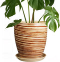 8 Inch Plant Pot, Ceramic Planter with Drainage Hole and Saucer Large Flower Pot for Home Patio Garden Office, Yellow