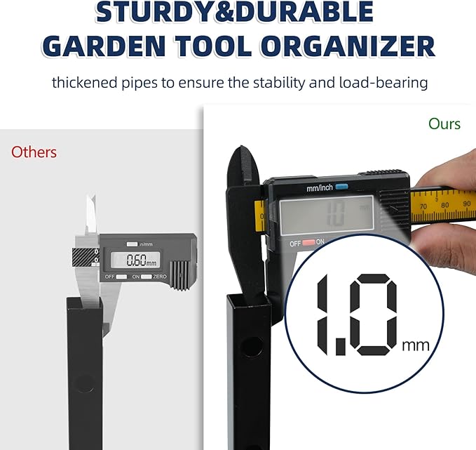 Garden Tool Organizer and Storage, Yard Tool Organizer for Garage Up to 41 Tools, 3-tire Yard Tool Holder Holding Long Handled Tools for Shed Garden Outdoor