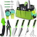 Gardening Tools Set of 11, Heavy Duty Stainless Steel Garden Hand Tools with Tote Bag, Rust-Proof Ergonomic Gardening Kit Gifts for Women Men Plant Lover