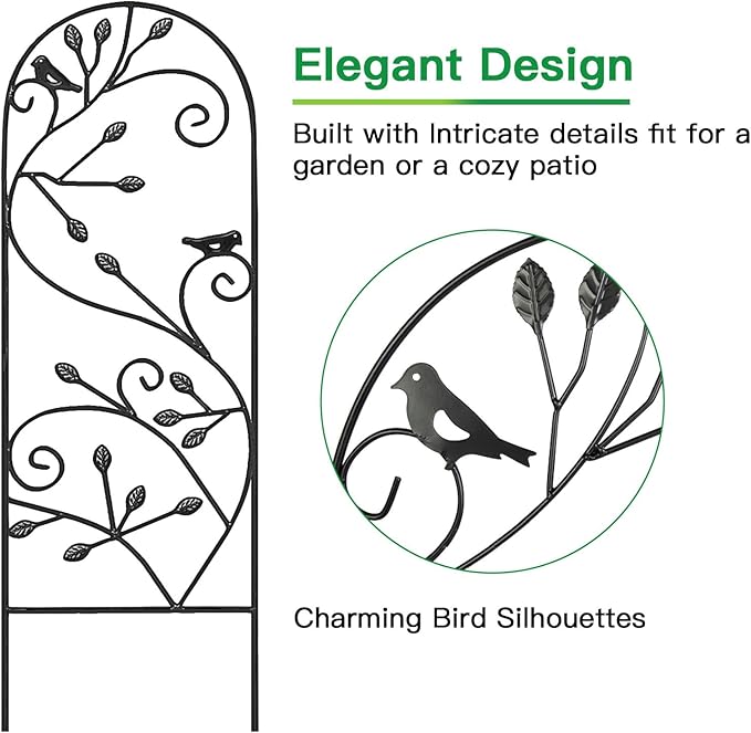 AMAGABELI GARDEN & HOME 2 Pack Garden Trellis for Climbing Plants 47" x 16" Black Iron Potted Support Vines Metal Wire Plant Trellis for Climbing Vegetables Flower Patio Roses Cucumbers Supports