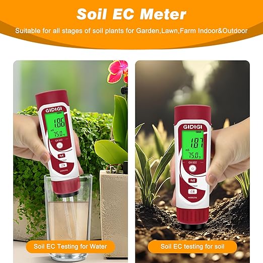 Moisture Meter for Plants, 3 in 1 Digital Soil Moisture Meter，Soil Moisture Meter and Soil EC Meter for Farms, Gardens, Orchards, Home Planting, Indoor Plants, Composting and Other Scenarios