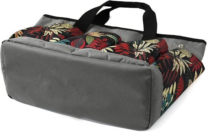 MYDAYS Canvas Garden Tool Tote Bag, Heavy-Duty Gardening Pouch, Vegetable Herb Garden Hand Tool Storage Tote, with 8 Pockets and Leather Handle, Floral Gardening Gift, Tools Not Included (Grey)