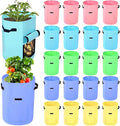 Yinder 20 Pcs 10 Gallon Potato Grow Bags with Flap and Handles Thickened Aeration Fabric Pots Garden Bags Potato Growing Containers Vegetable Garden Planter Bag for Plant Fruit(Bright Color)