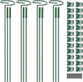 4.5mm Adjustable Length Plant Stake, Assembled (12 or 24 or 36 inch) Outdoor and Indoor Plant Support Poles for Flowers Marigolds Tomatoes Lilies Peonies Roses Daffodils Flower Clips (4Set,12Pcs)