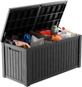 190 Gallon Deck Box Large Outdoor Storage Box Waterproof for Patio Furniture,Outdoor Cushions,Garden Tools and Pool Supplies,Weatherproof(Black,190Gallon)